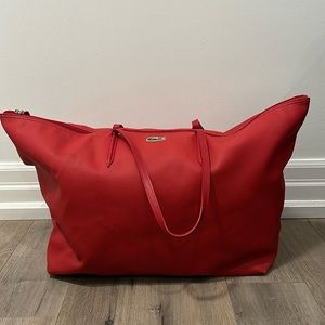 Lacoste red tote travel bag
